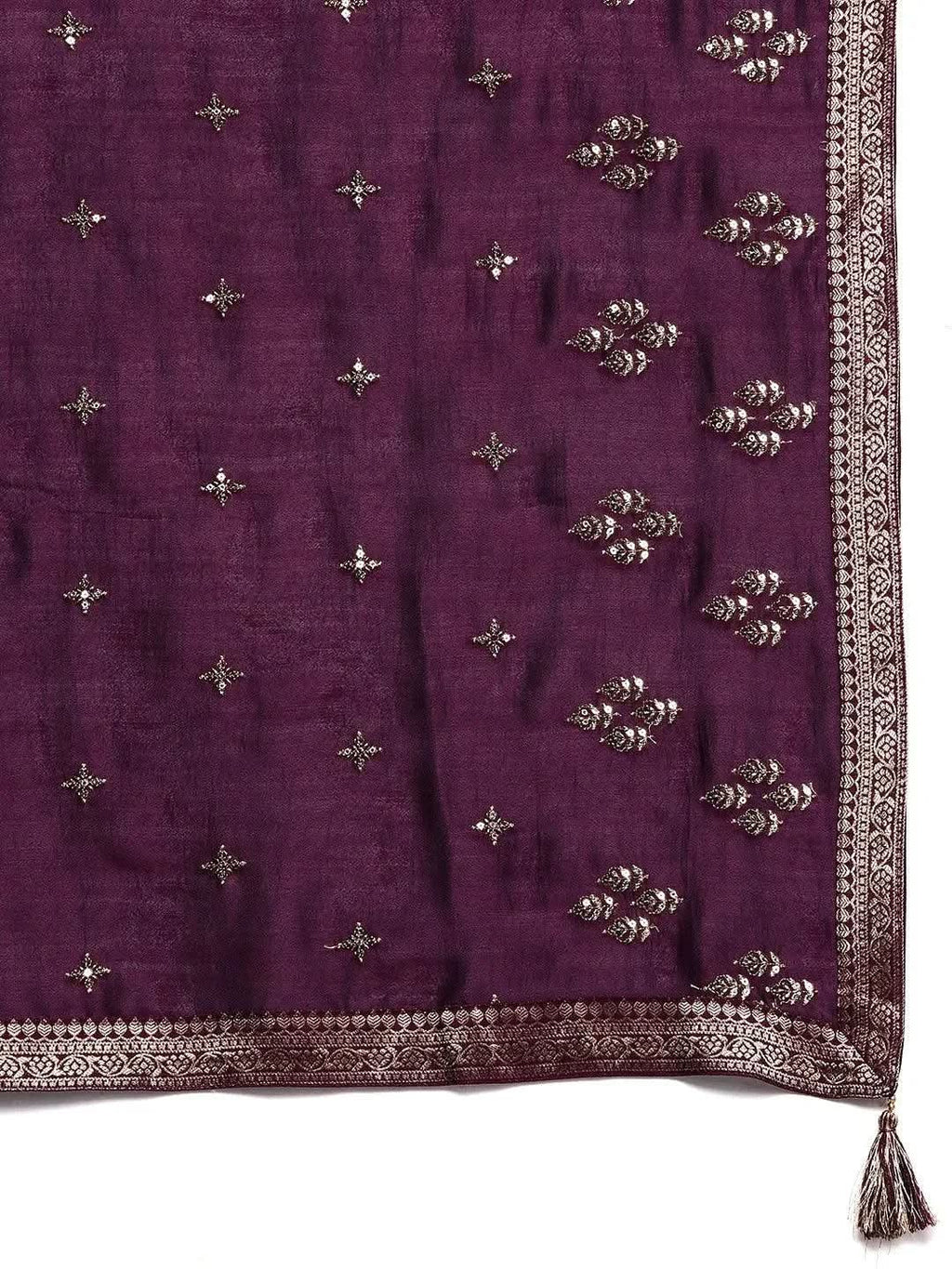 Libas Purple Embroidered Silk Blend Pakistani Suit